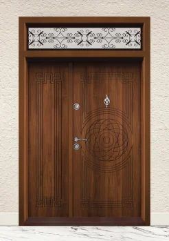 Двукрила входна врата Т-110 цвят Златен Дъб