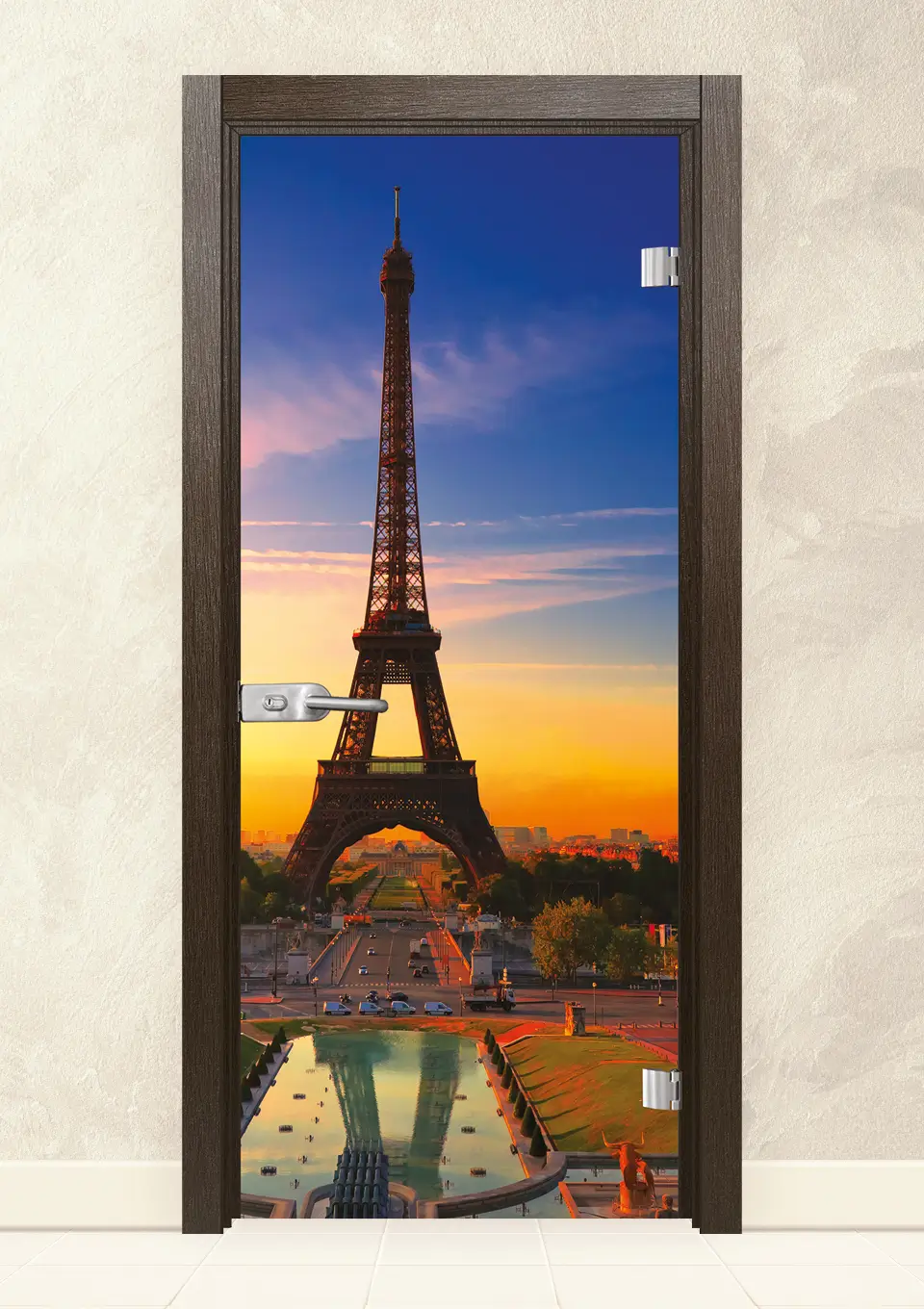 Стъклена интериорна врата Print 13-12 Златен Кестен