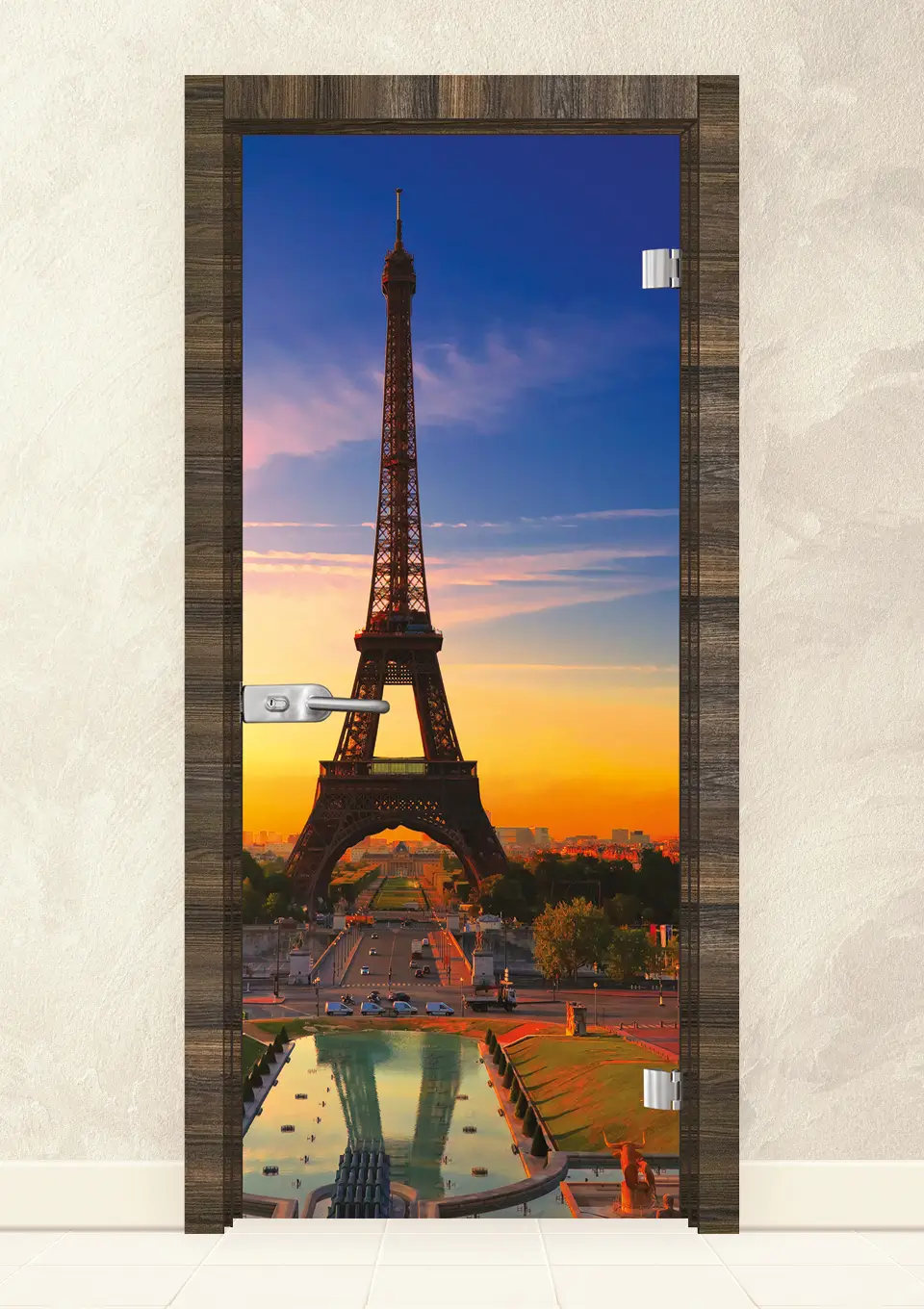 Стъклена интериорна врата Print13-12 Райски Орех