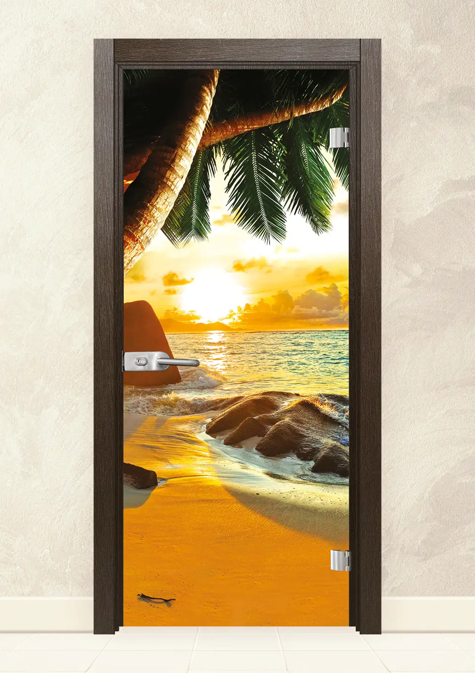 Стъклена интериорна врата Print 13-14 Златен Кестен