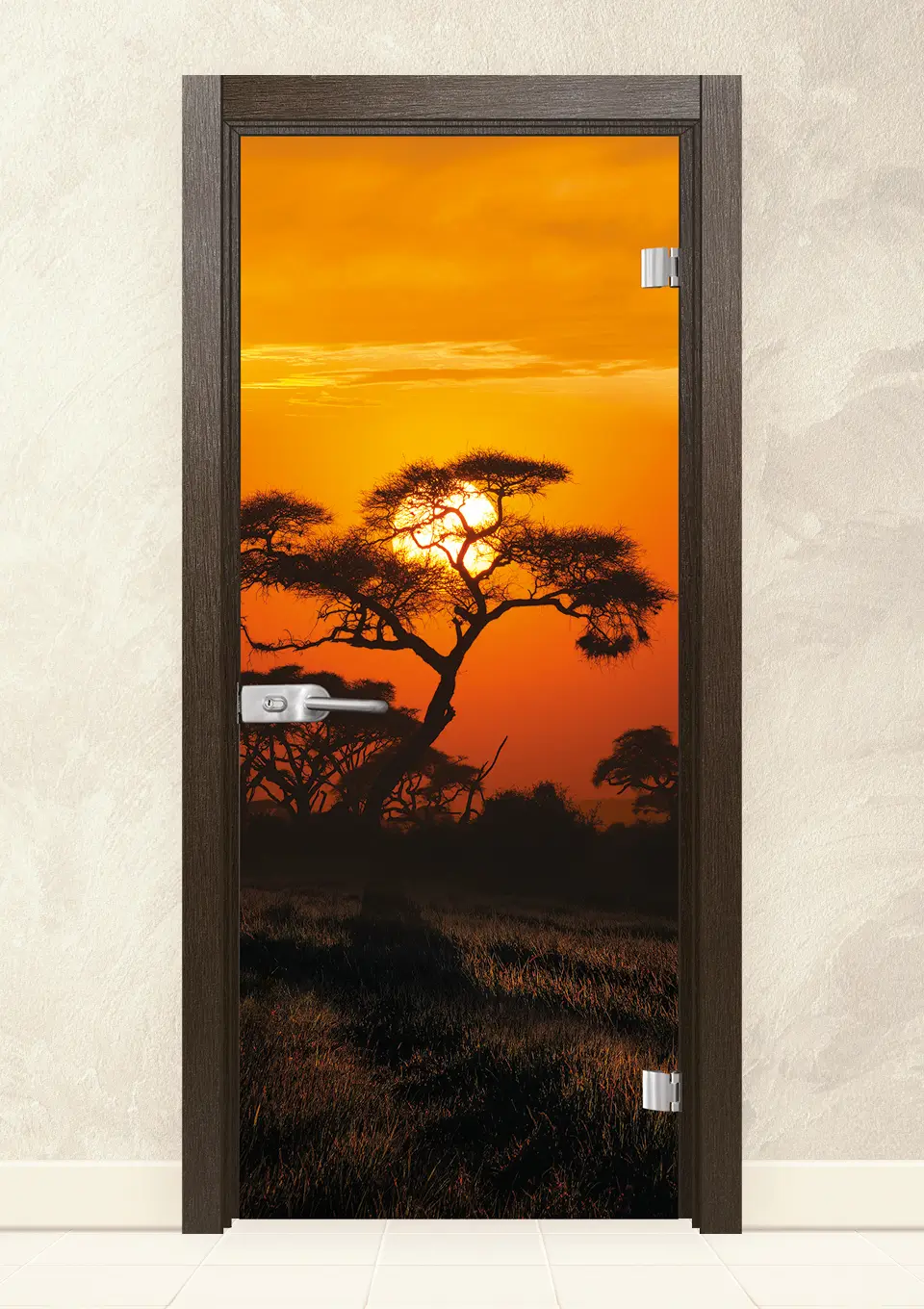 Стъклена интериорна врата Print 13-17 Златен Кестен