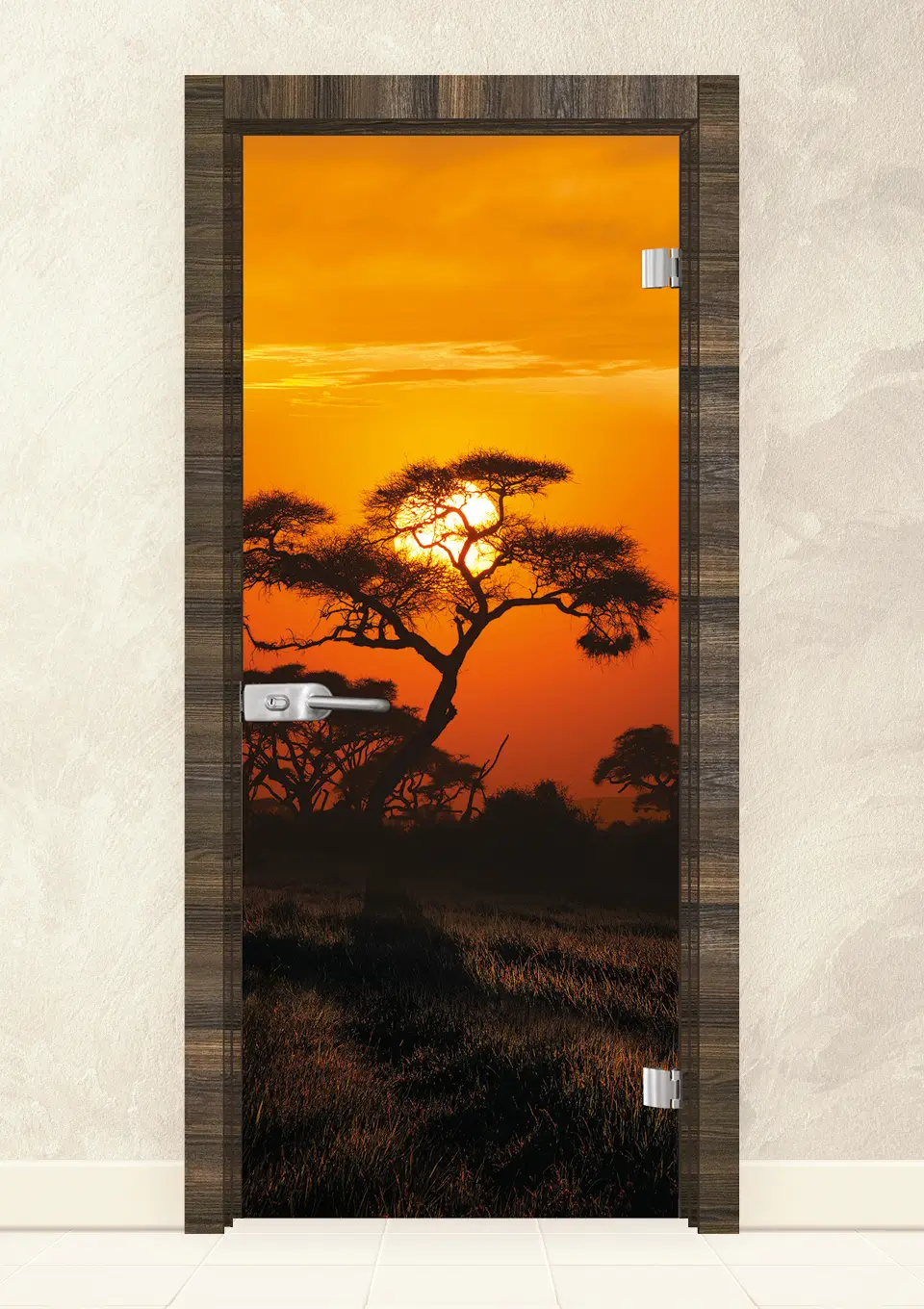 Стъклена интериорна врата Print13-17 Райски Орех