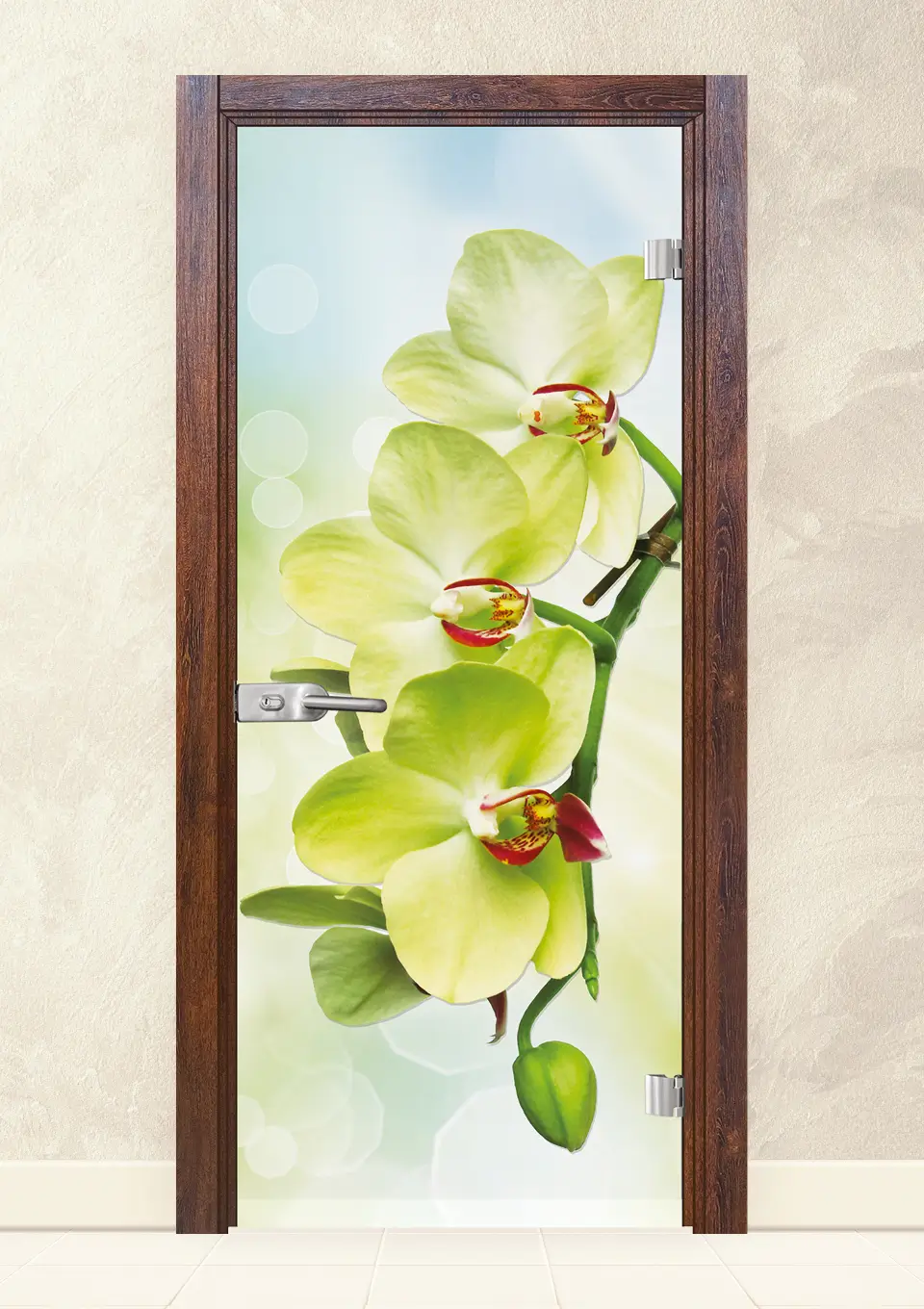 Стъклена интериорна врата Print 13-3-green Японски Бонсай